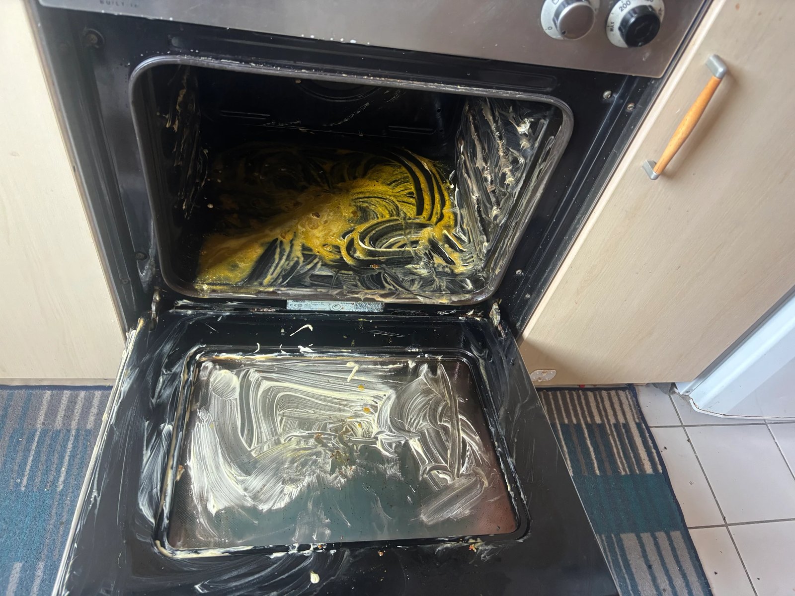 Oven during the degreasing stage before the final clean