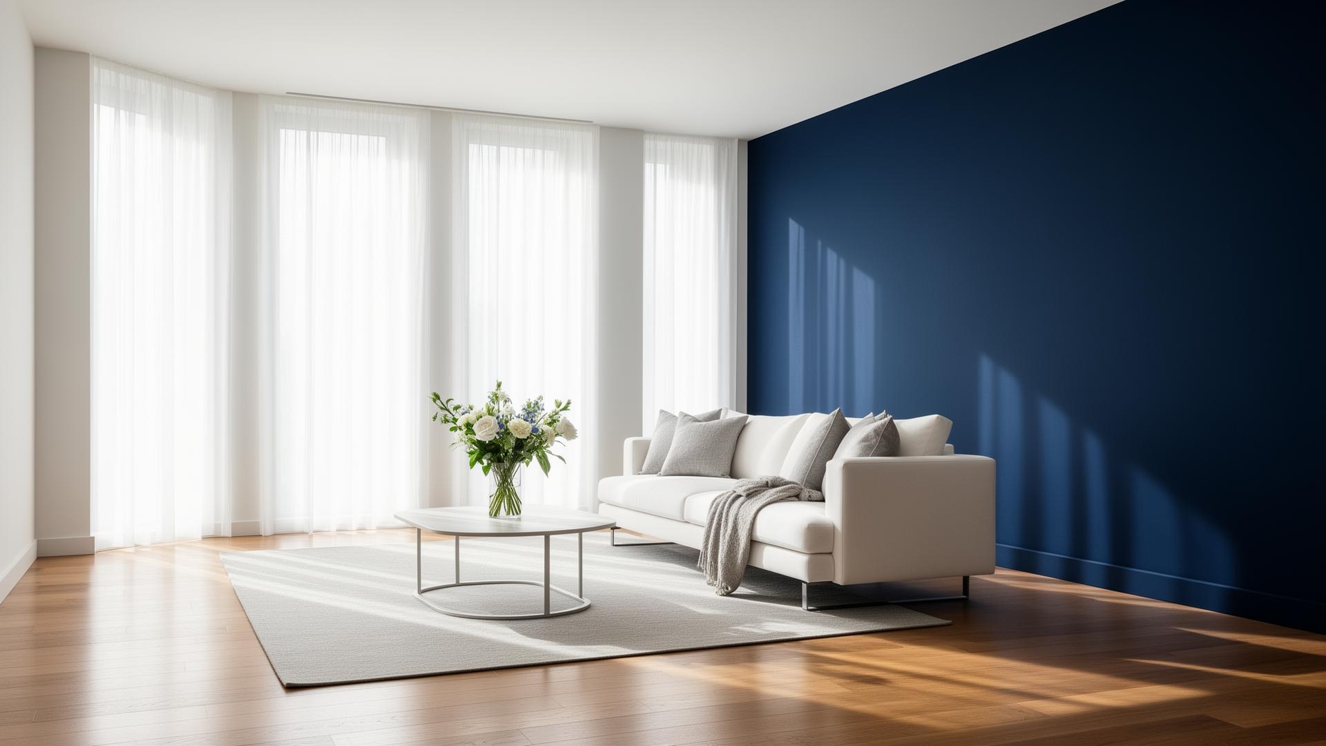 Bright, freshly cleaned modern living room with sofa and natural light